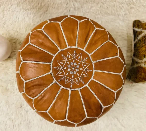 Moroccan Leather Pouf