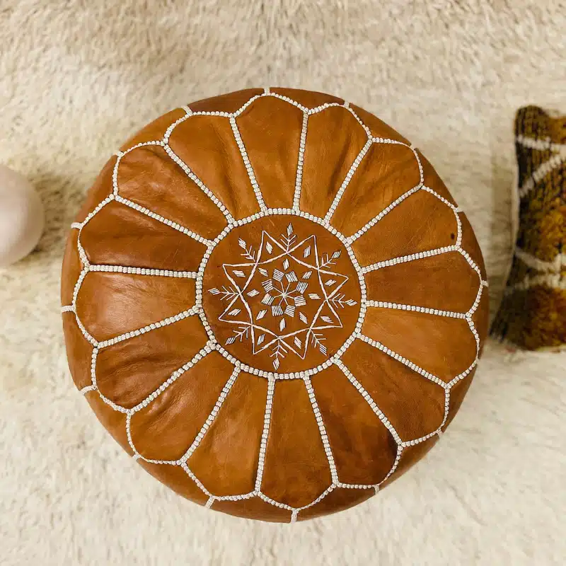 Moroccan Leather Pouf