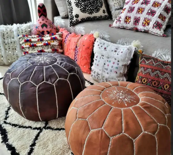 Moroccan Leather Pouf
