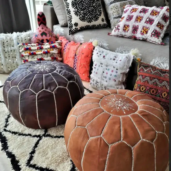 Moroccan Leather Pouf